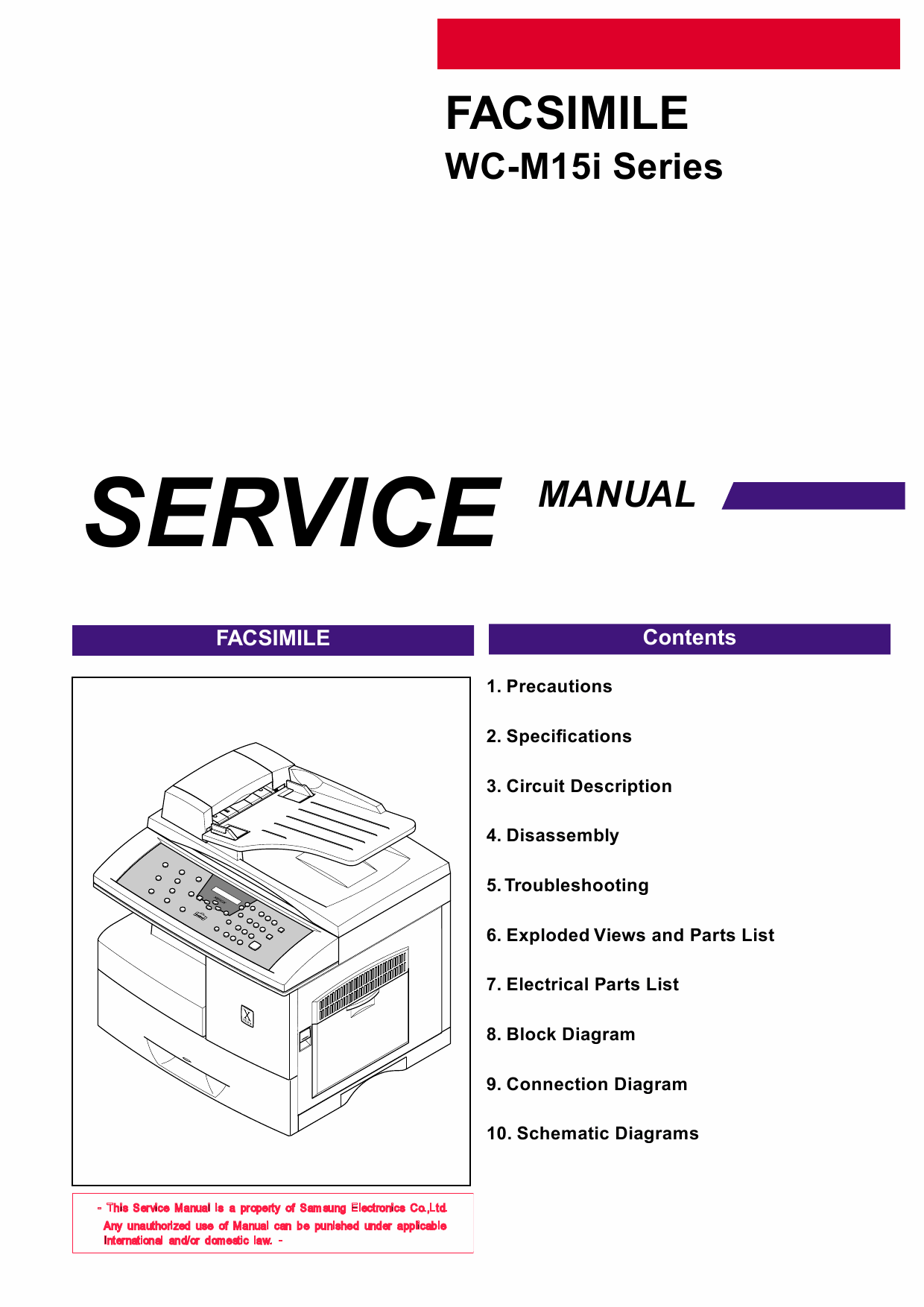 Samsung FACXIMILE WC-M15i Parts and Service Manual-1